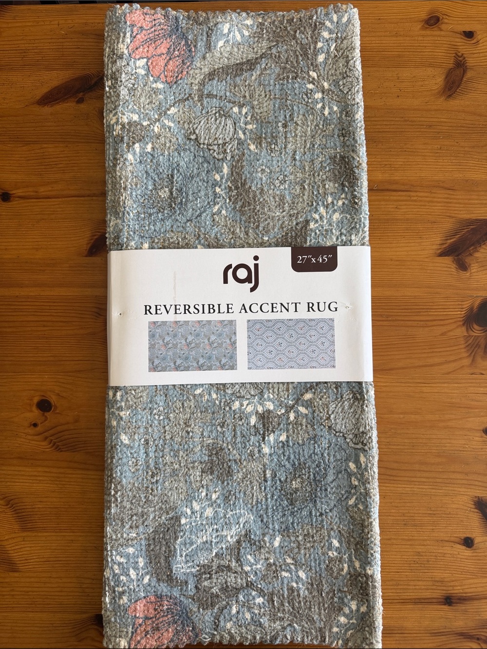 Raj Floral Reversible Accent Rug - Blue, Gray, Pink